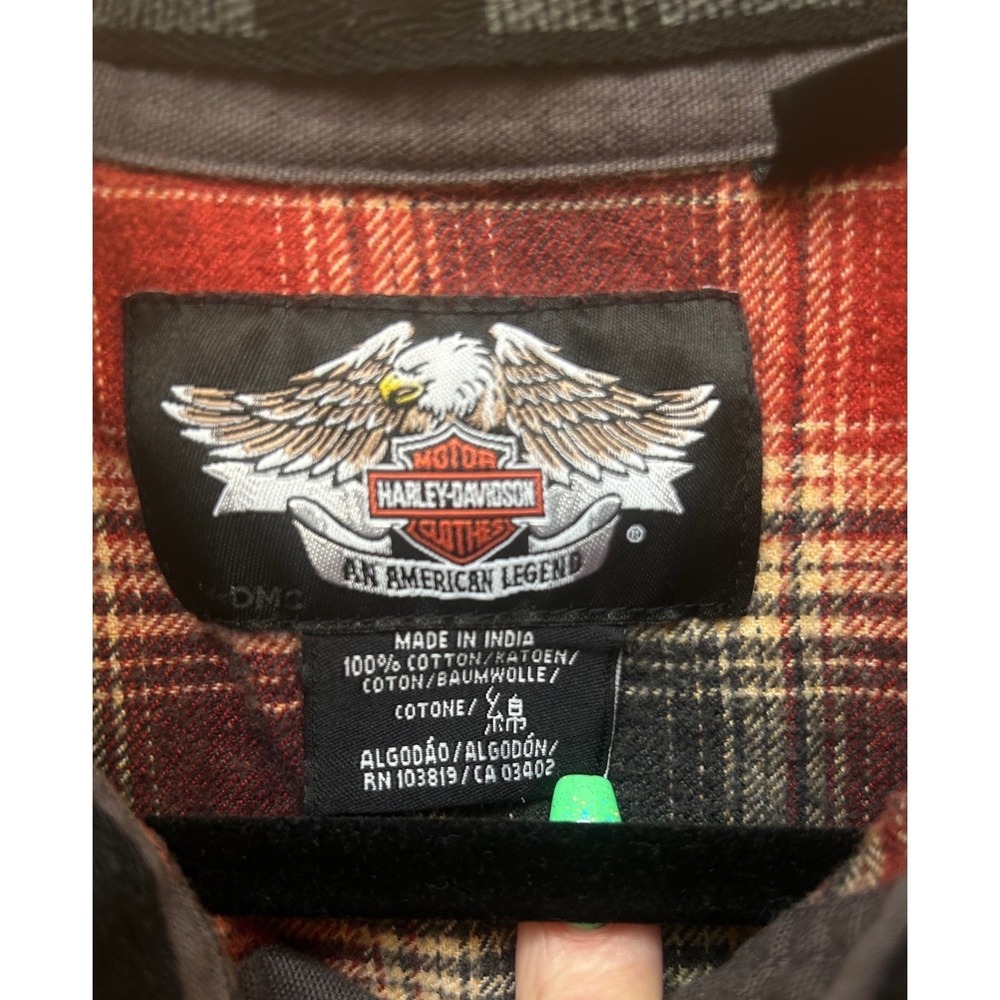 Harley-Davidson Rare 2007 Mens Canvas Flannel Lined Shirt Jacket  Gray‎ Large - Picture 4 of 9